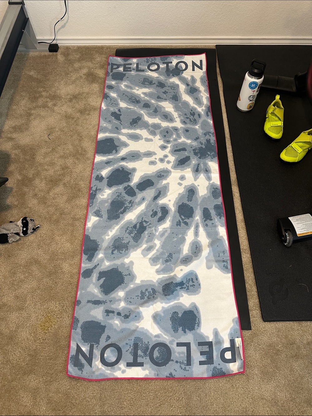 Peloton Blue Tie-Dye Workout Towel with Pink Trim